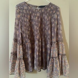 American Eagle Outfitters Lavender Floral Smocked blouse